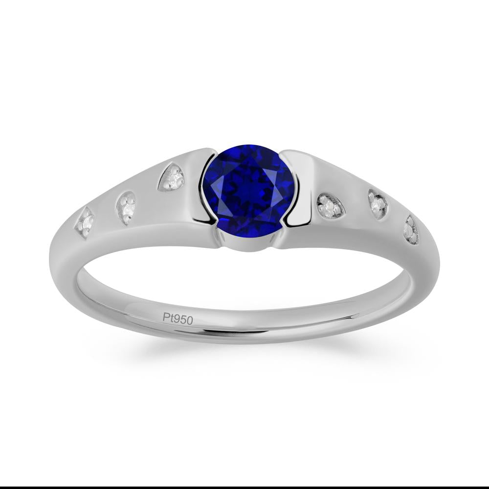 Minimalist Round Sapphire Promise Ring - LUO Jewelry #metal_platinum