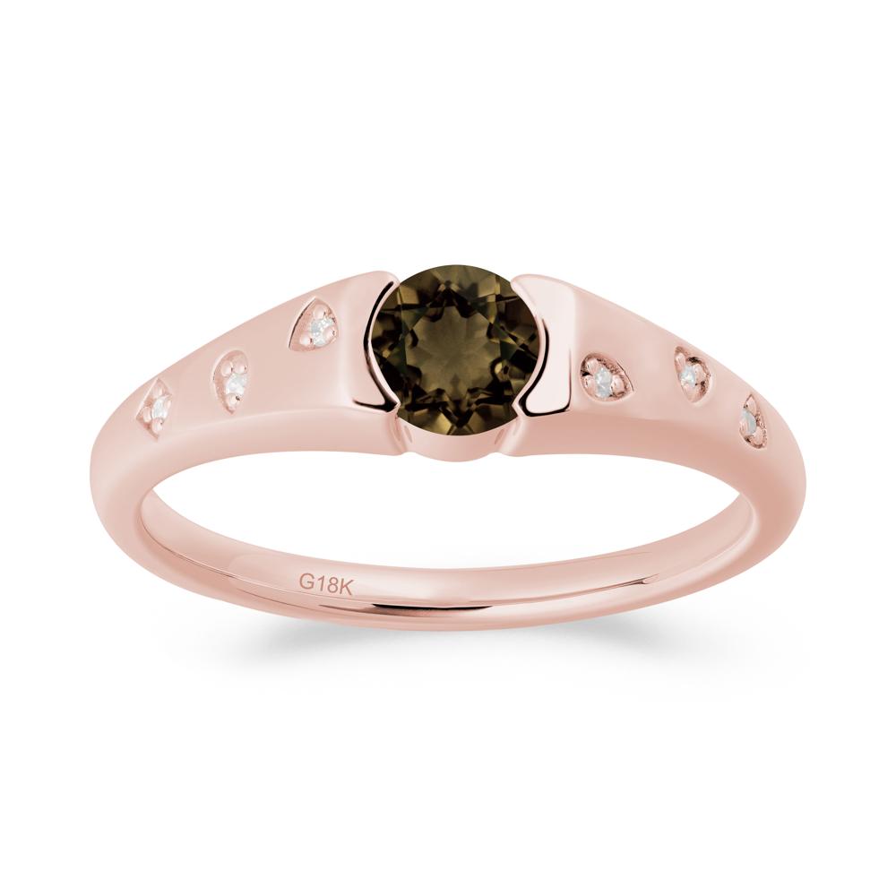 Minimalist Round Smoky Quartz Promise Ring - LUO Jewelry #metal_18k rose gold