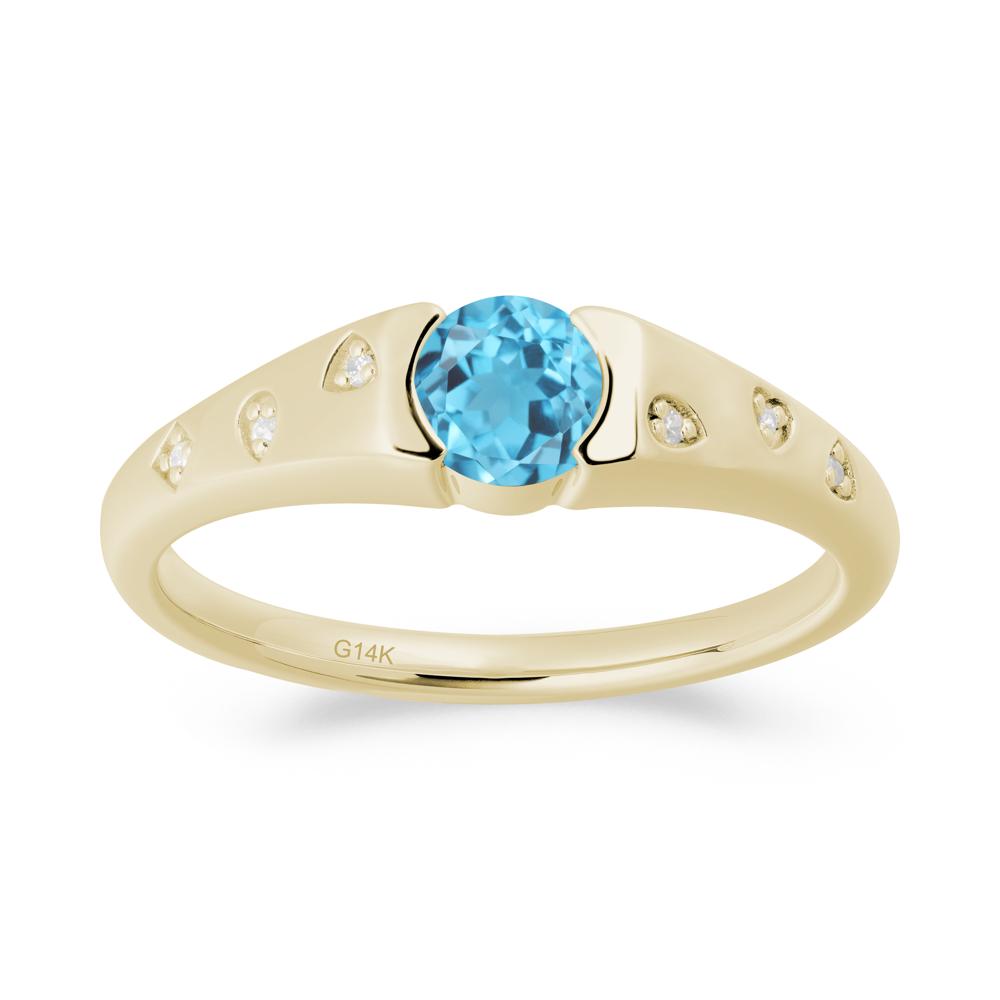 Minimalist Round Swiss Blue Topaz Promise Ring - LUO Jewelry #metal_14k yellow gold