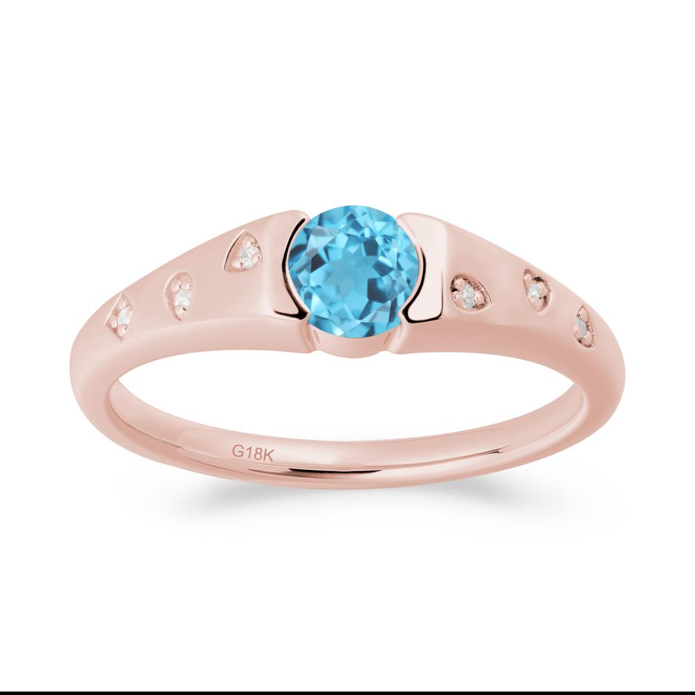 Minimalist Round Swiss Blue Topaz Promise Ring - LUO Jewelry #metal_18k rose gold