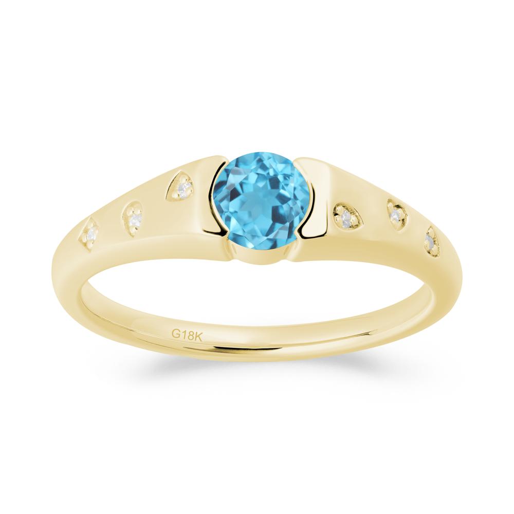 Minimalist Round Swiss Blue Topaz Promise Ring - LUO Jewelry #metal_18k yellow gold