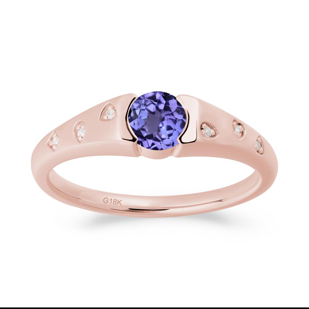 Minimalist Round Tanzanite Promise Ring - LUO Jewelry #metal_18k rose gold