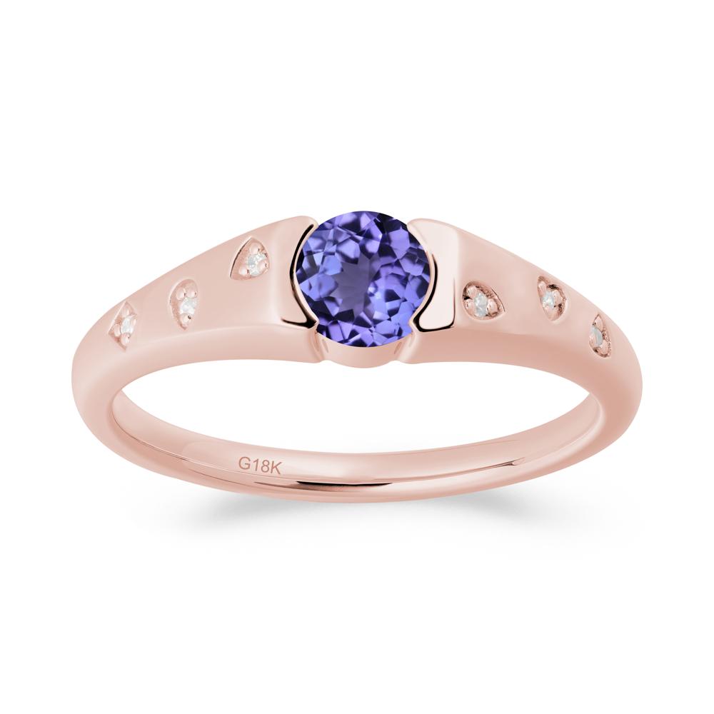 Minimalist Round Tanzanite Promise Ring - LUO Jewelry #metal_18k rose gold