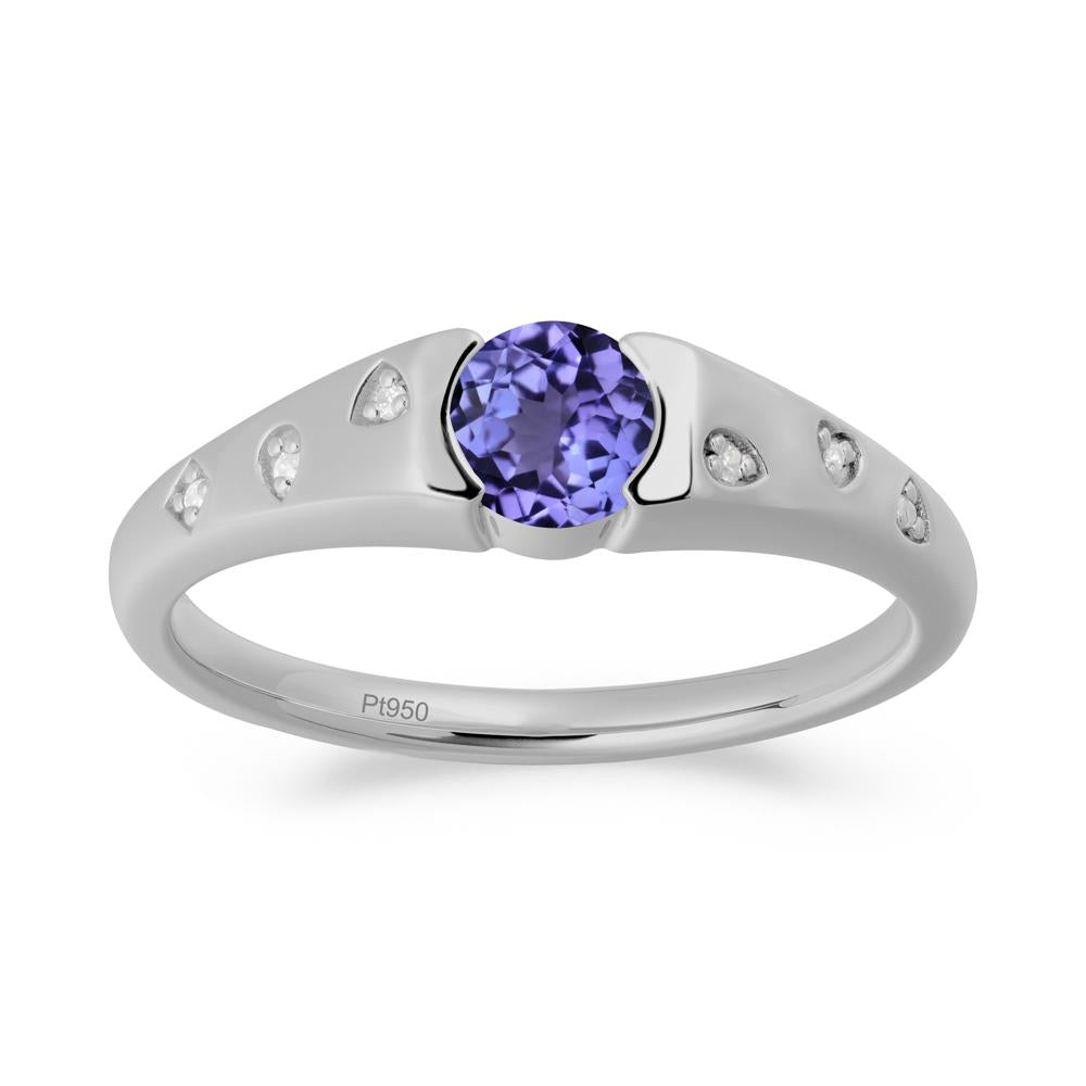 Minimalist Round Tanzanite Promise Ring - LUO Jewelry #metal_platinum