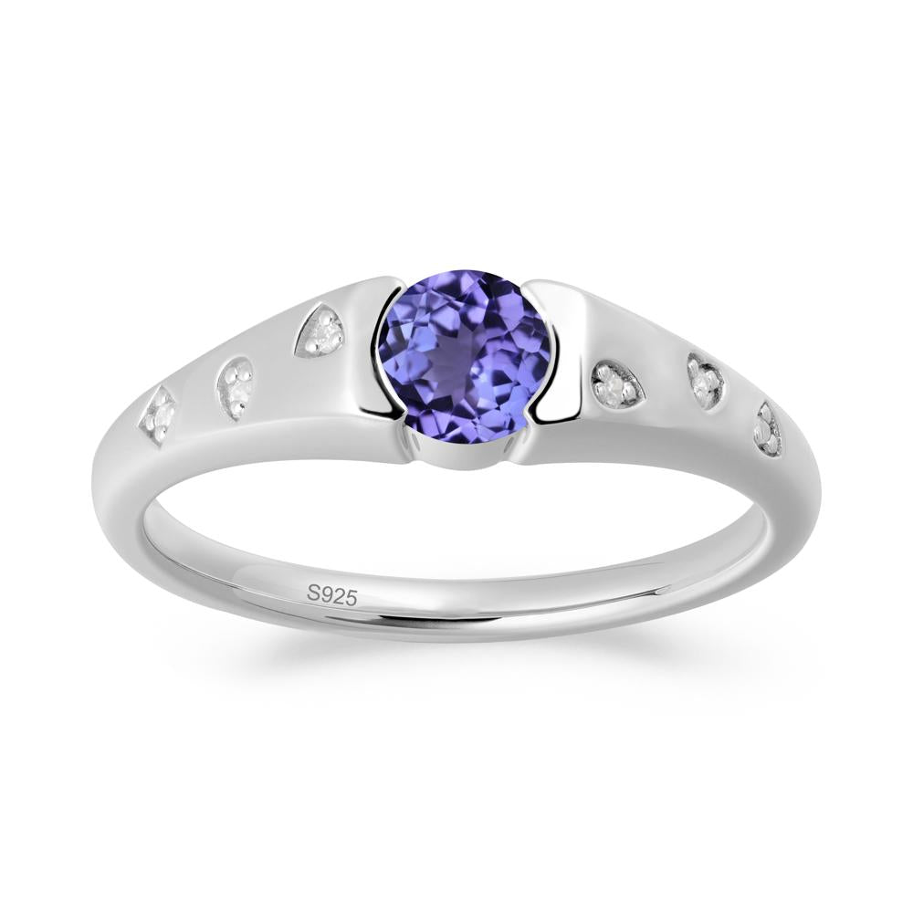 Minimalist Round Tanzanite Promise Ring - LUO Jewelry #metal_sterling silver