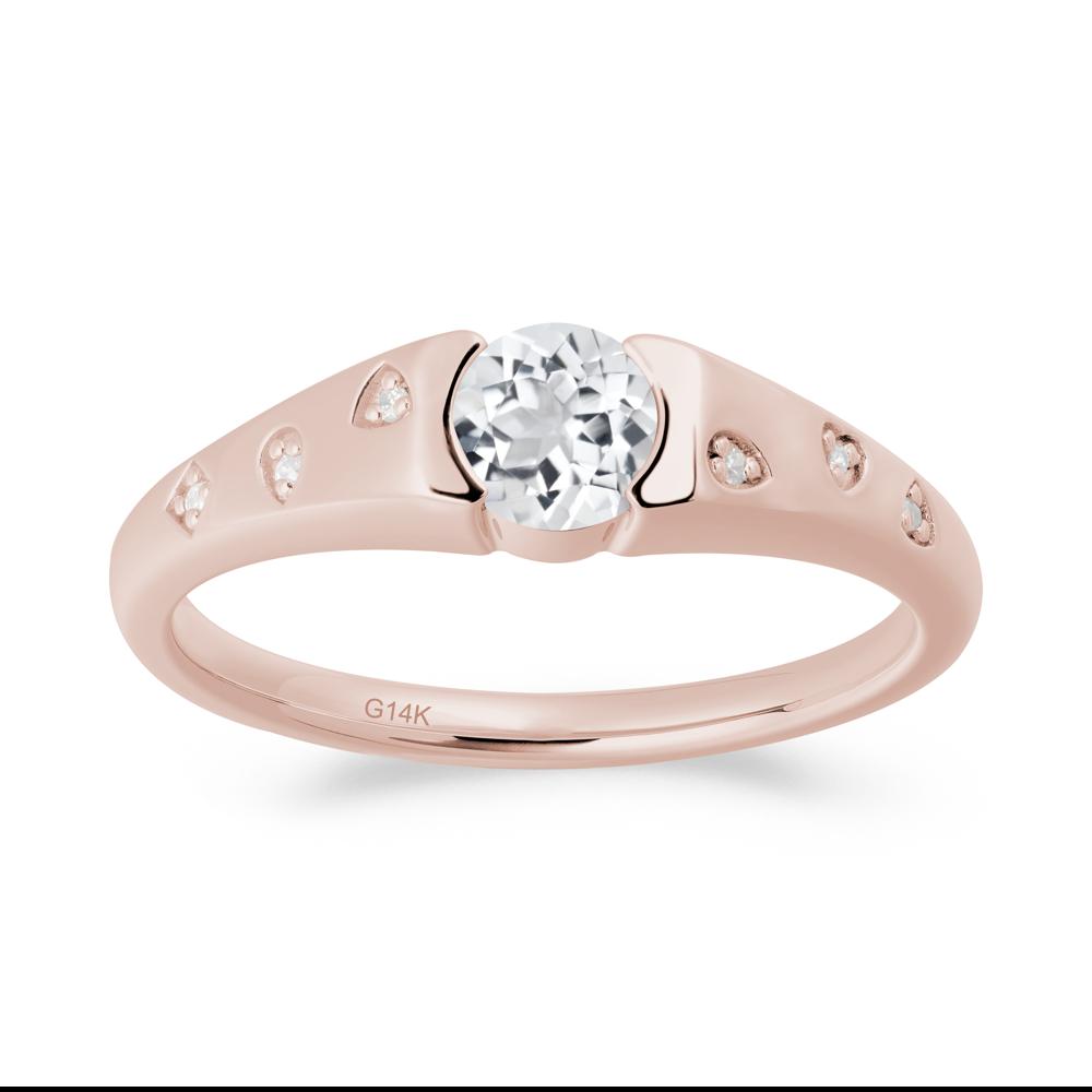 Minimalist Round White Topaz Promise Ring - LUO Jewelry #metal_14k rose gold