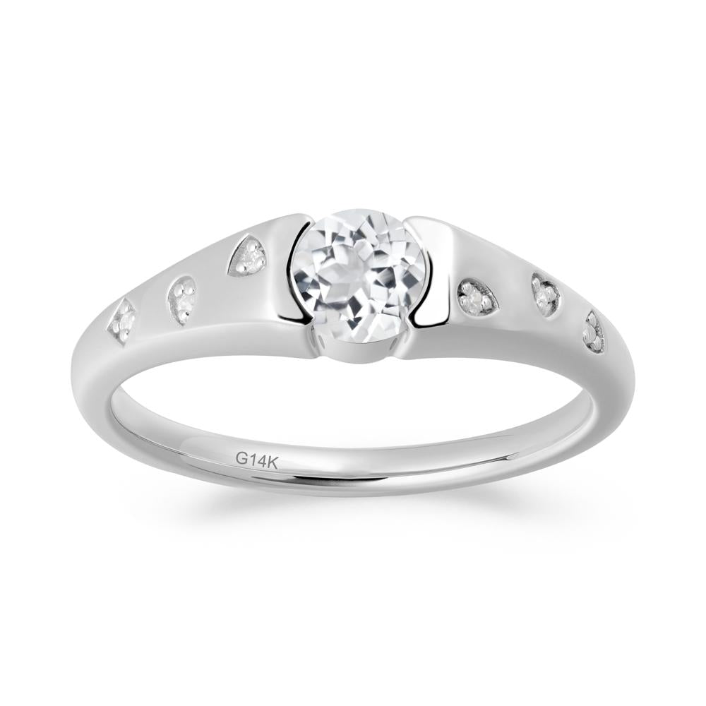 Minimalist Round White Topaz Promise Ring - LUO Jewelry #metal_14k white gold