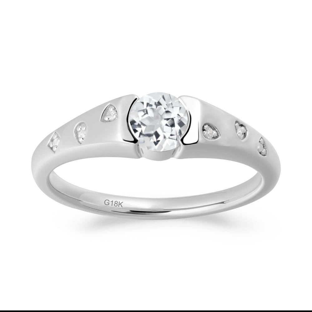Minimalist Round White Topaz Promise Ring - LUO Jewelry #metal_18k white gold