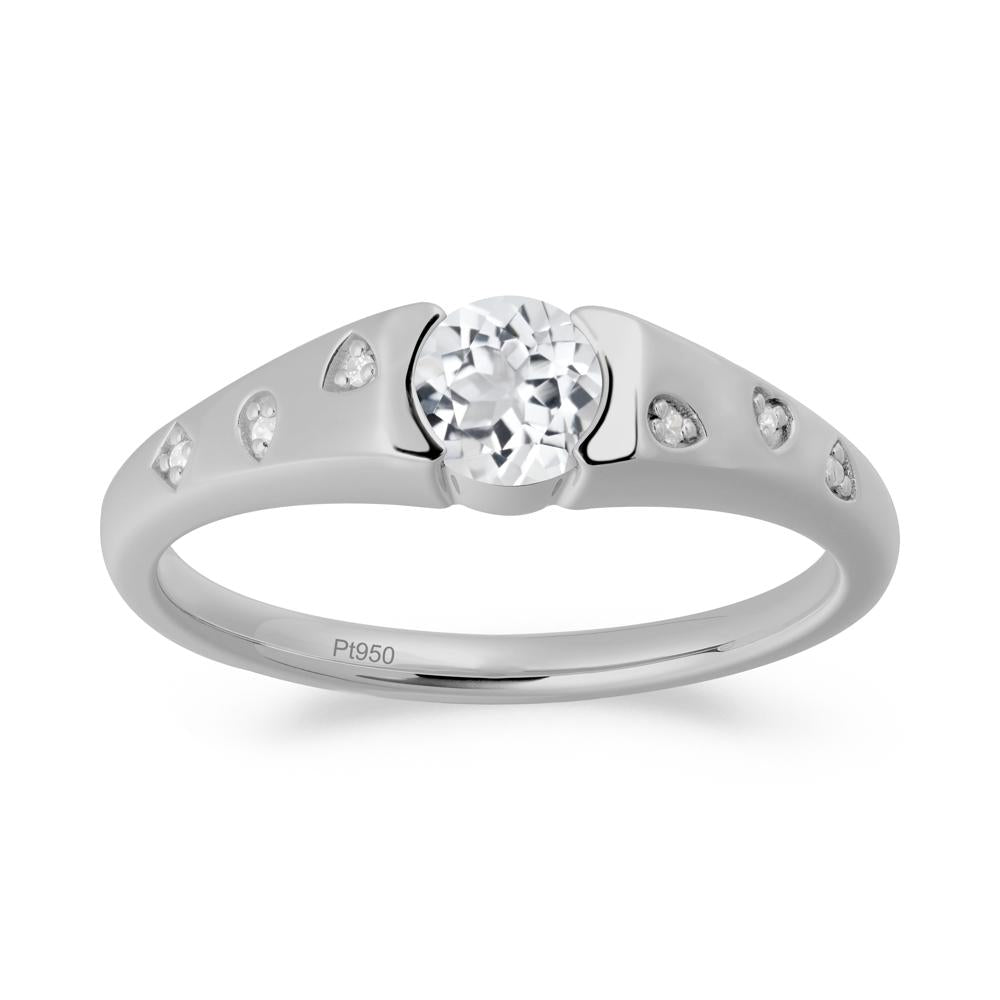 Minimalist Round White Topaz Promise Ring - LUO Jewelry #metal_platinum
