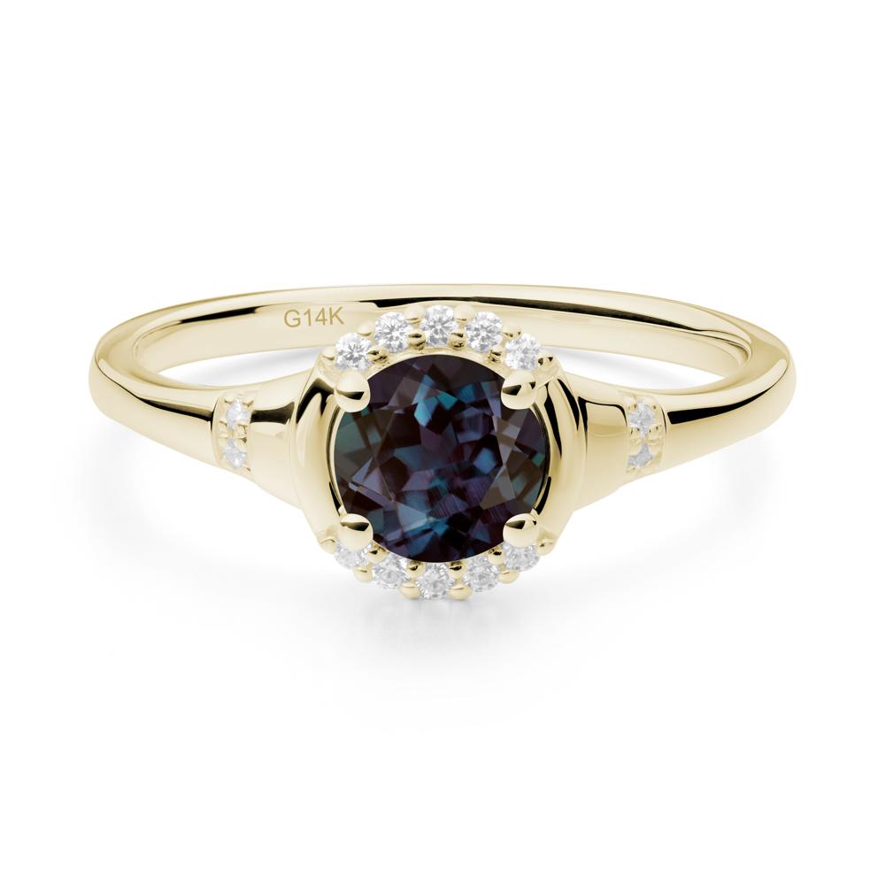 Round Alexandrite Halo Ring - LUO Jewelry #metal_14k yellow gold
