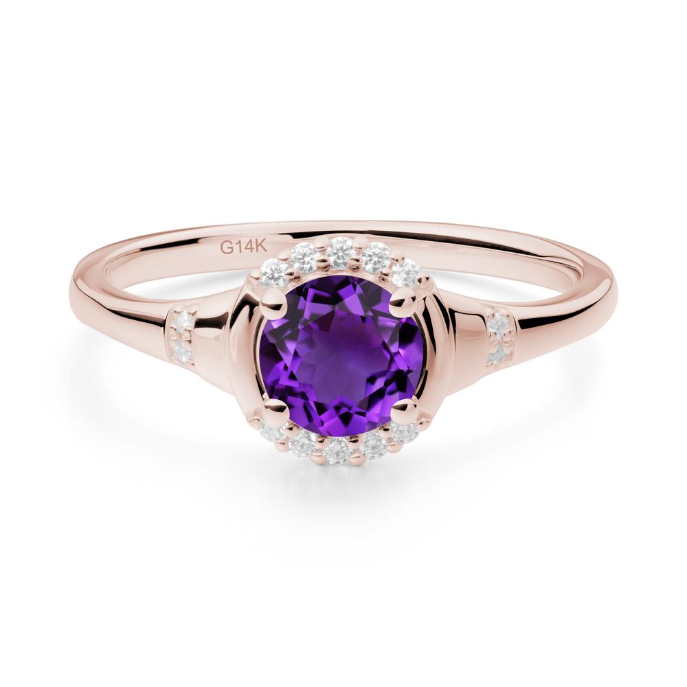 Amethyst Halo Statement Ring - LUO Jewelry #metal_14k rose gold