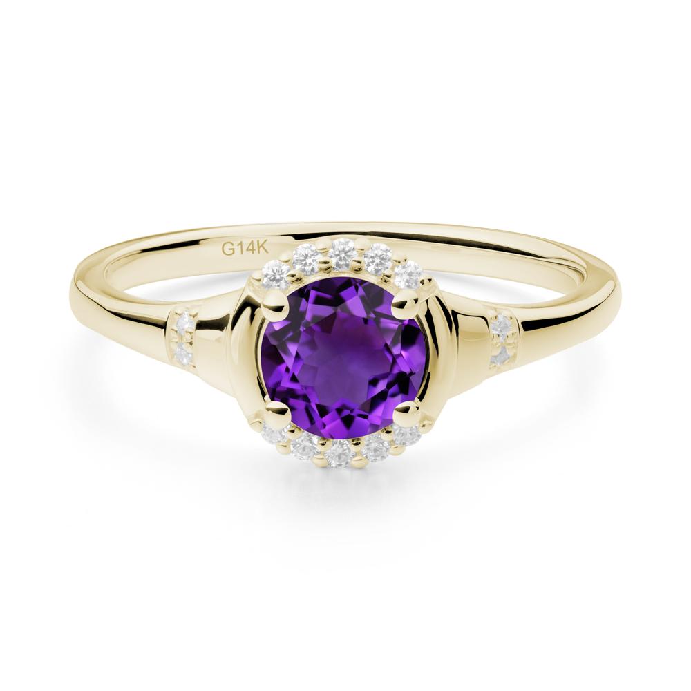 Amethyst Halo Statement Ring - LUO Jewelry #metal_14k yellow gold