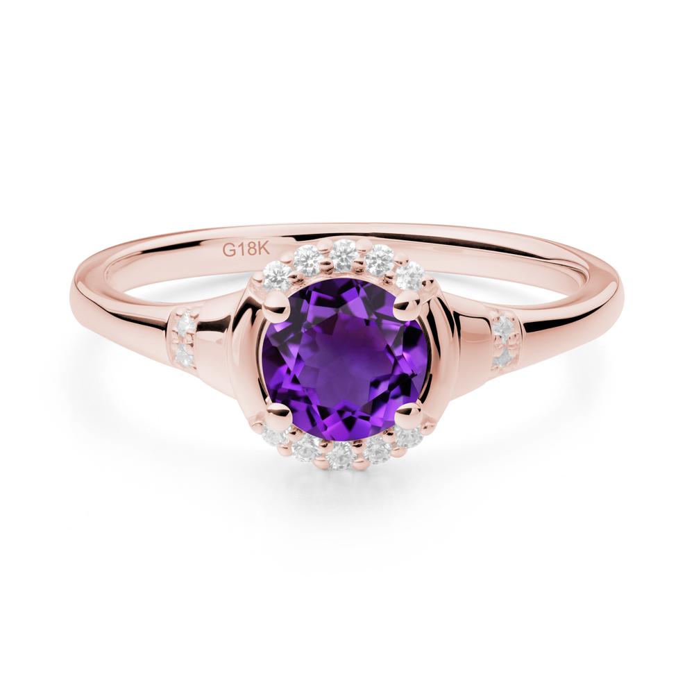 Amethyst Halo Statement Ring - LUO Jewelry #metal_18k rose gold