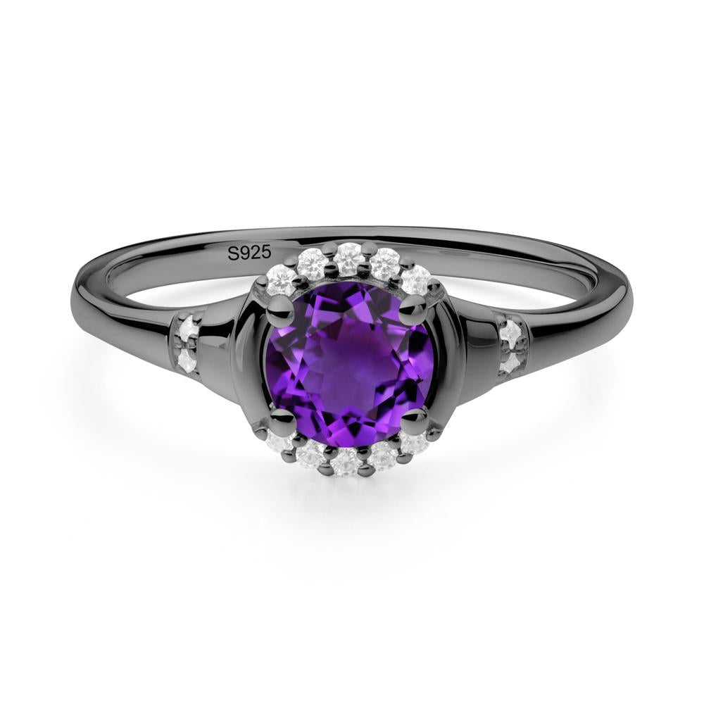 Amethyst Halo Statement Ring - LUO Jewelry #metal_black finish sterling silver