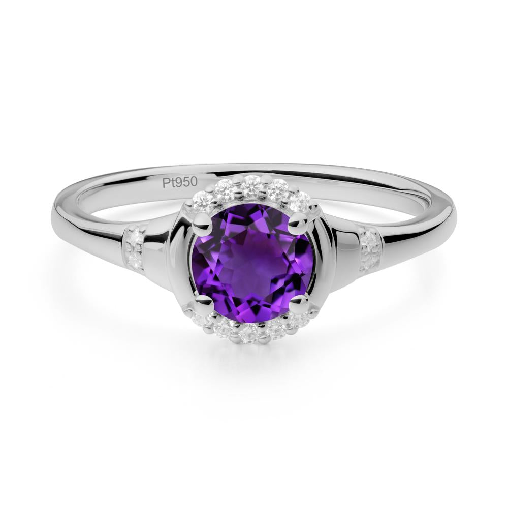 Amethyst Halo Statement Ring - LUO Jewelry #metal_platinum