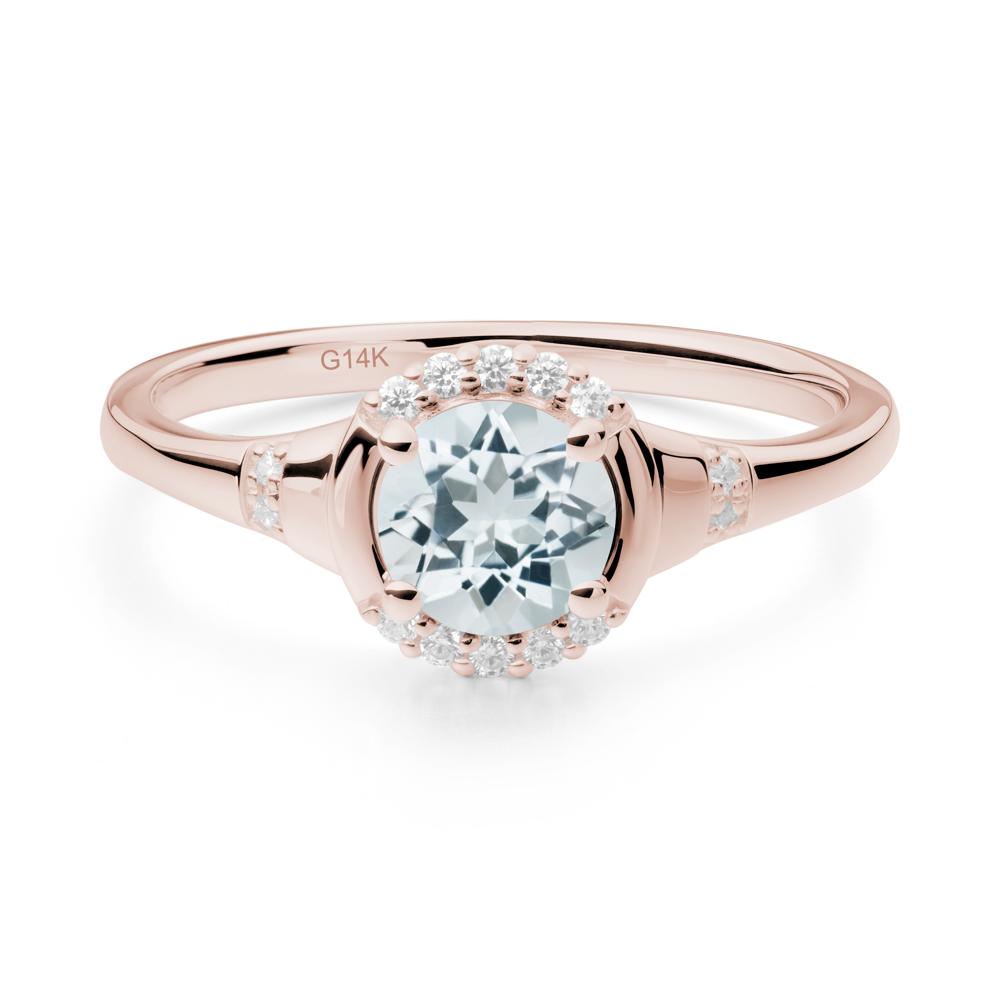 Aquamarine Halo Statement Ring - LUO Jewelry #metal_14k rose gold
