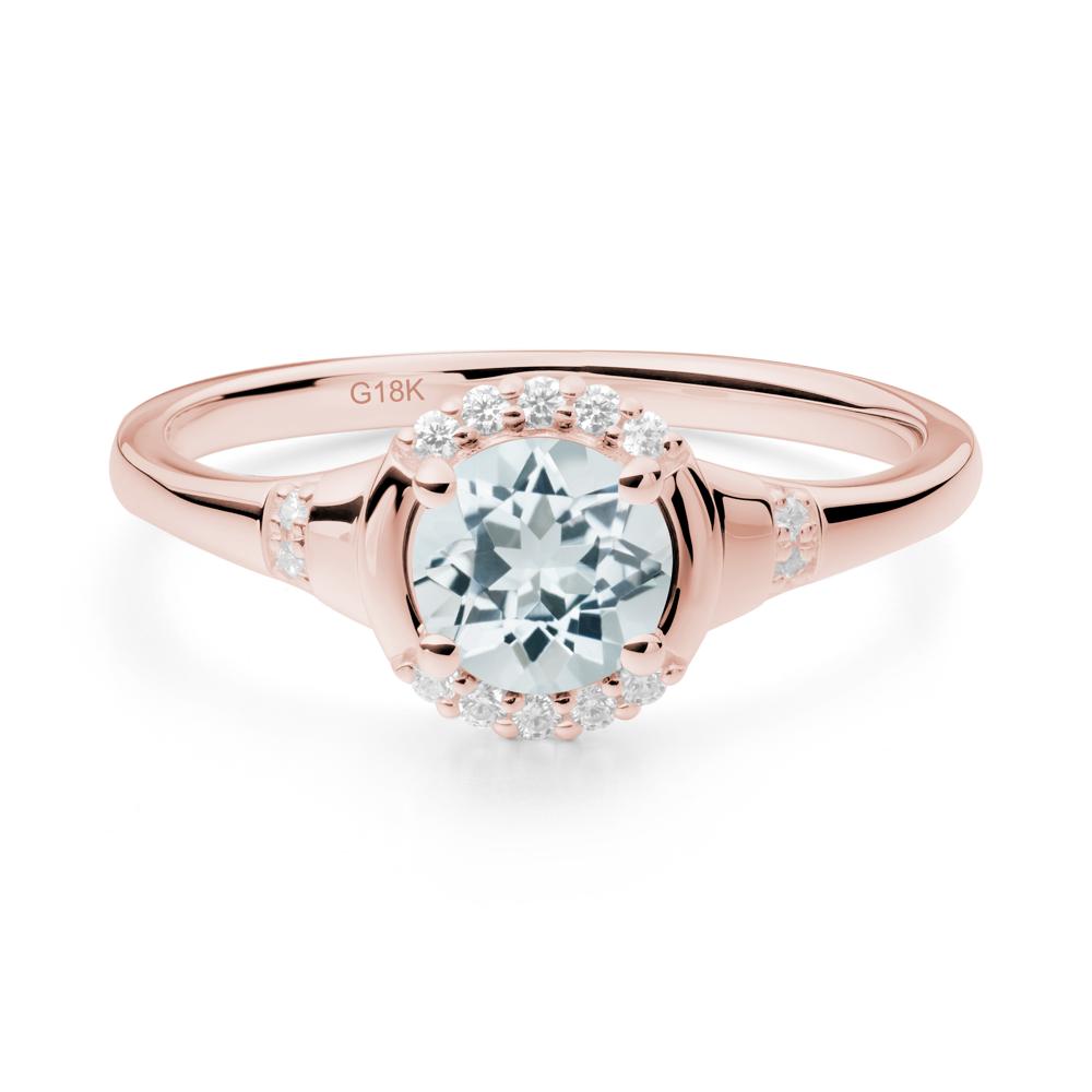 Aquamarine Halo Statement Ring - LUO Jewelry #metal_18k rose gold