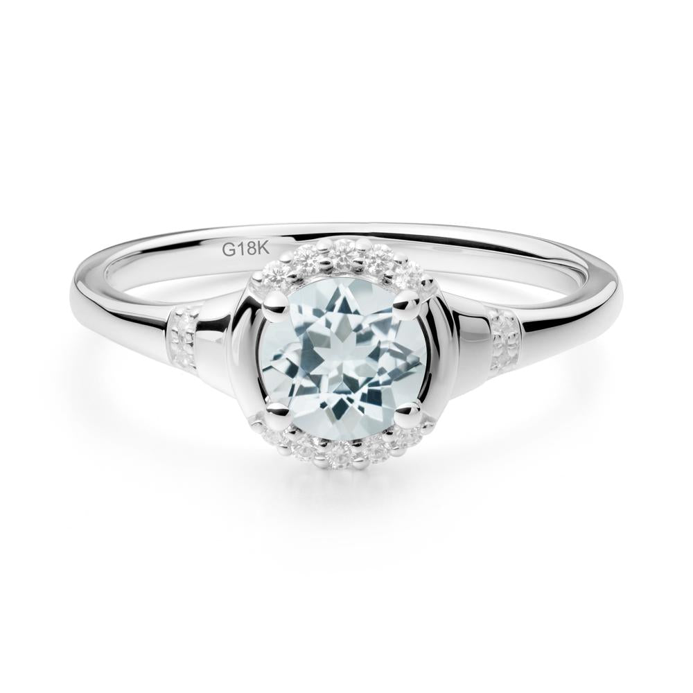 Aquamarine Halo Statement Ring - LUO Jewelry #metal_18k white gold