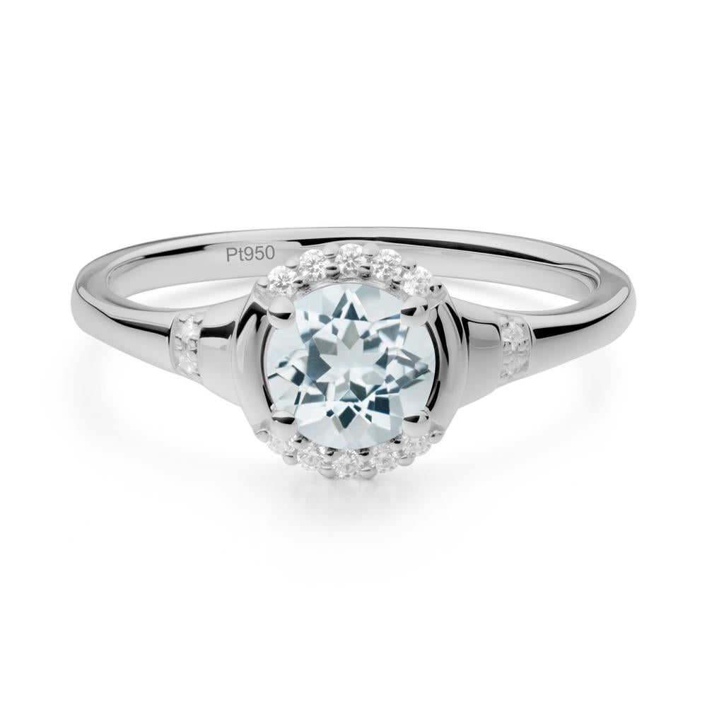 Aquamarine Halo Statement Ring - LUO Jewelry #metal_platinum