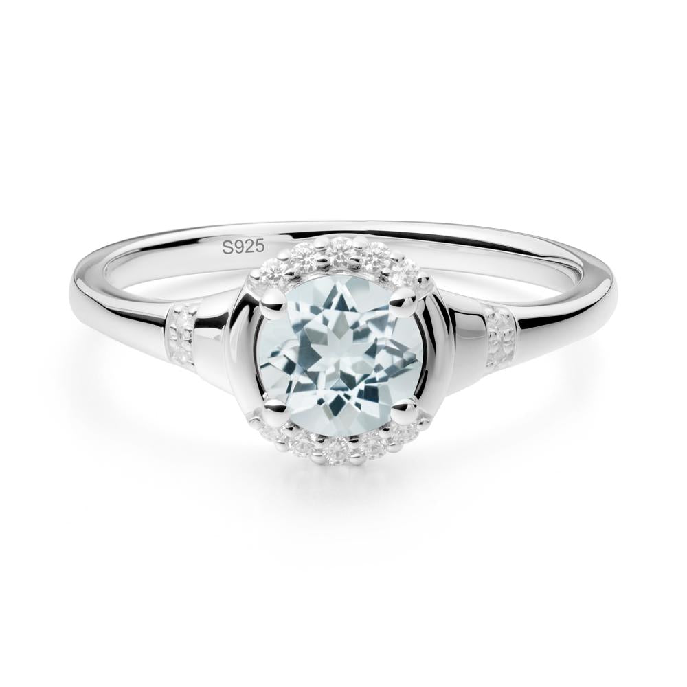Aquamarine Halo Statement Ring - LUO Jewelry #metal_sterling silver