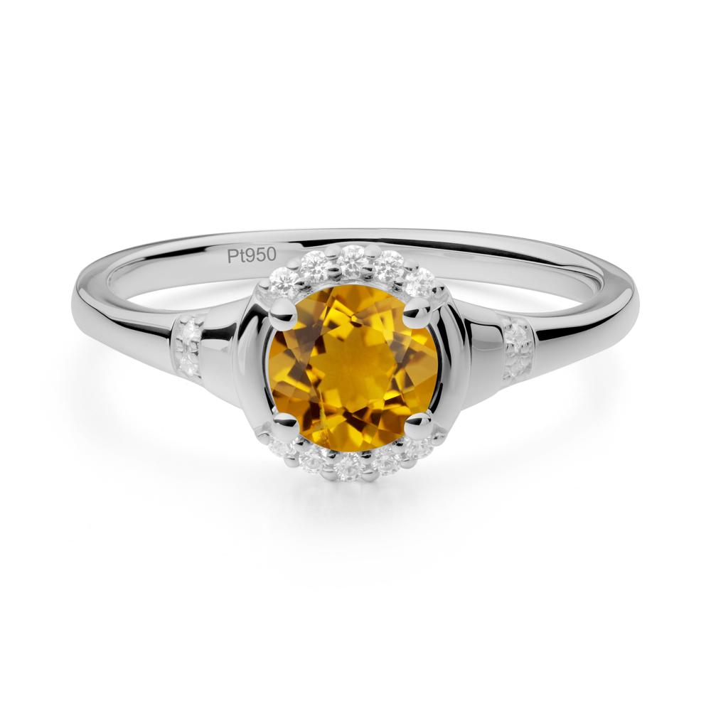 Round Citrine Halo Ring - LUO Jewelry #metal_platinum