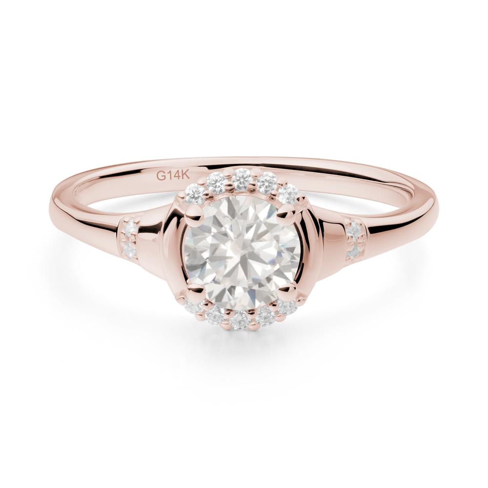 Cubic Zirconia Halo Statement Ring - LUO Jewelry #metal_14k rose gold