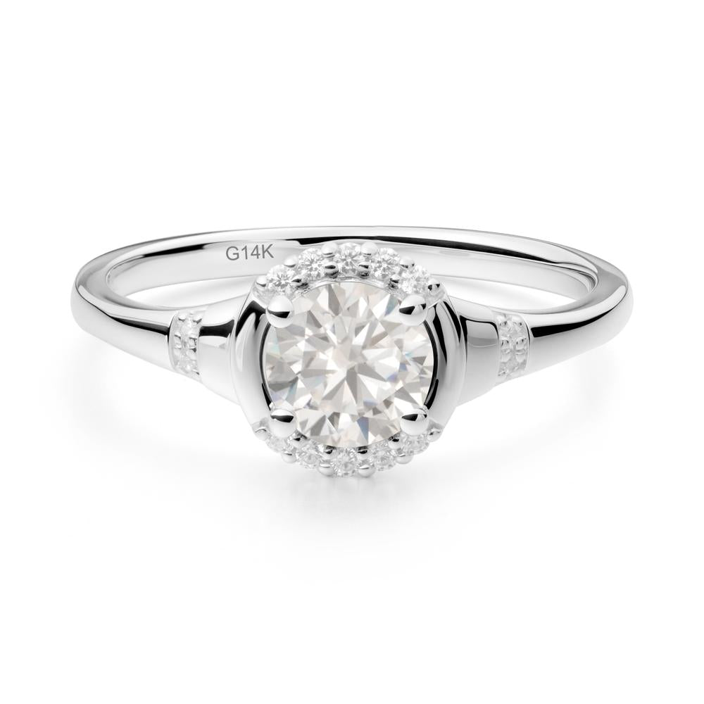 Cubic Zirconia Halo Statement Ring - LUO Jewelry #metal_14k white gold