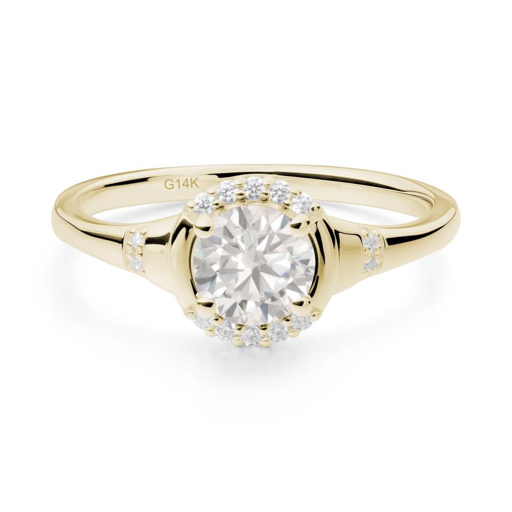 Cubic Zirconia Halo Statement Ring - LUO Jewelry #metal_14k yellow gold