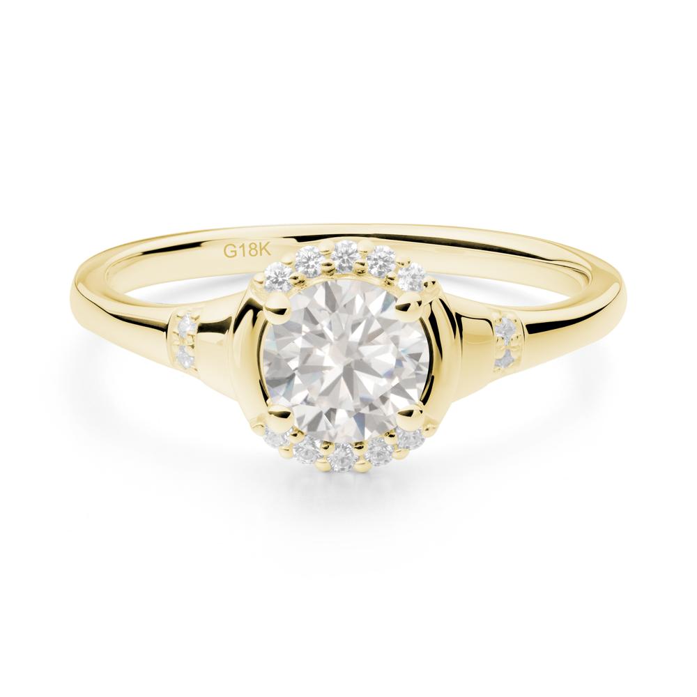 Cubic Zirconia Halo Statement Ring - LUO Jewelry #metal_18k yellow gold