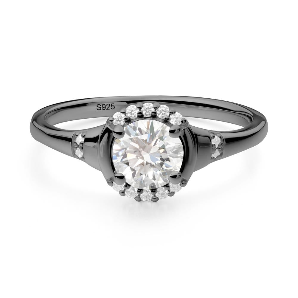 Diamond Halo Statement Ring - LUO Jewelry #metal_black finish sterling silver