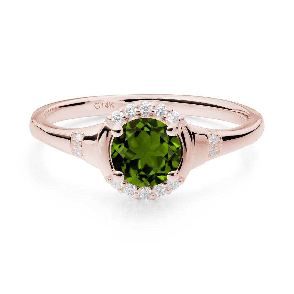 Round Diopside Halo Ring - LUO Jewelry #metal_14k rose gold