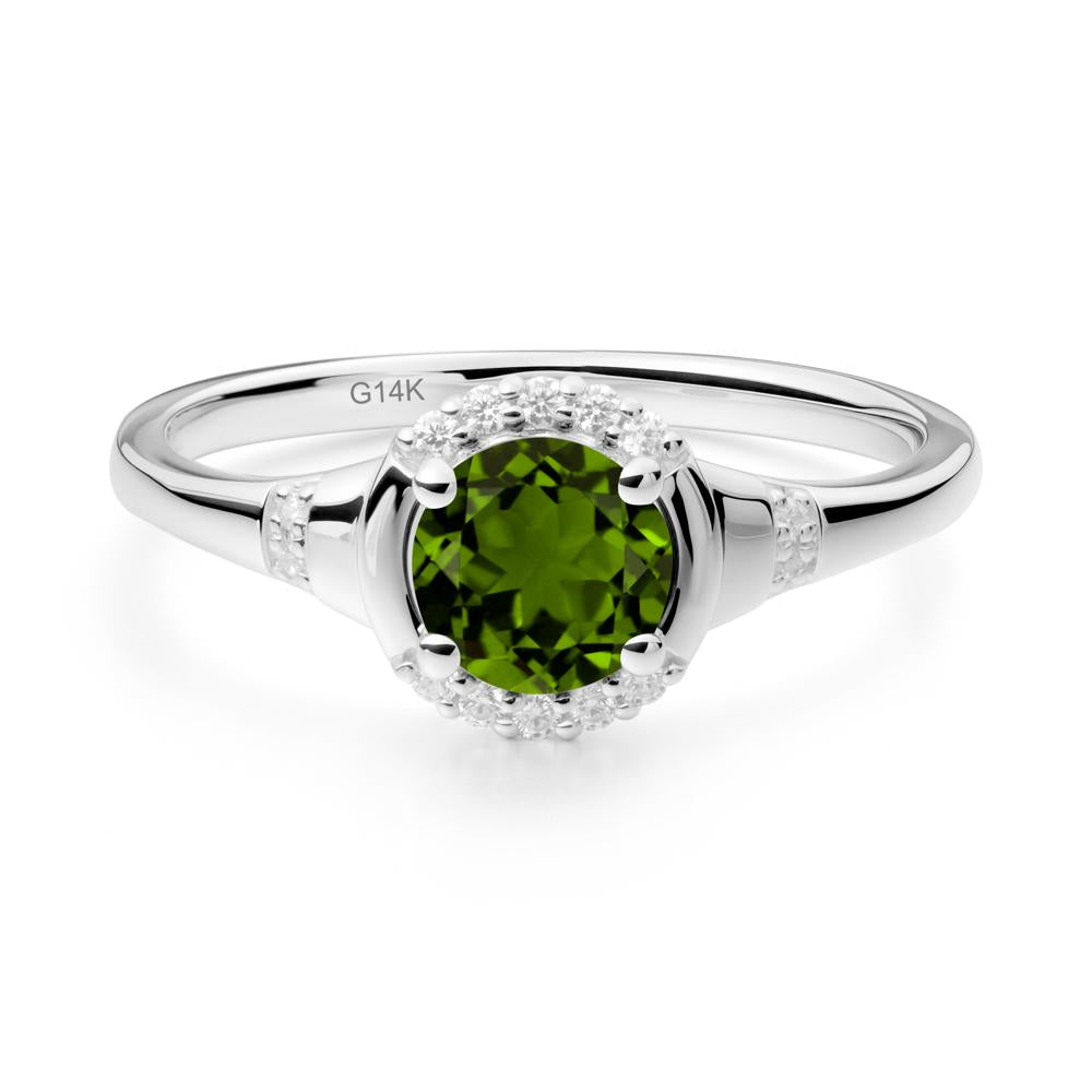 Round Diopside Halo Ring - LUO Jewelry #metal_14k white gold