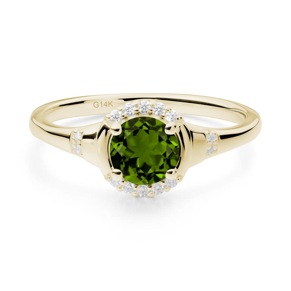Round Diopside Halo Ring - LUO Jewelry #metal_14k yellow gold