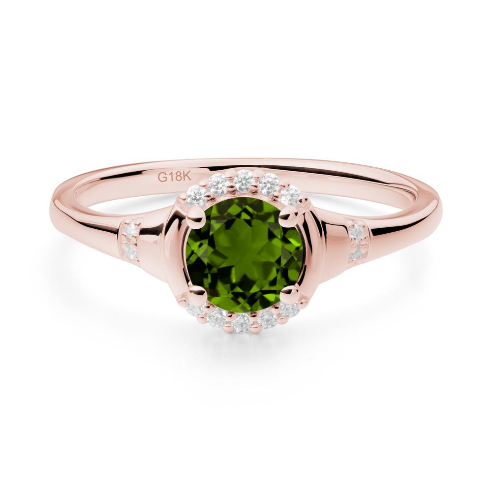 Round Diopside Halo Ring - LUO Jewelry #metal_18k rose gold