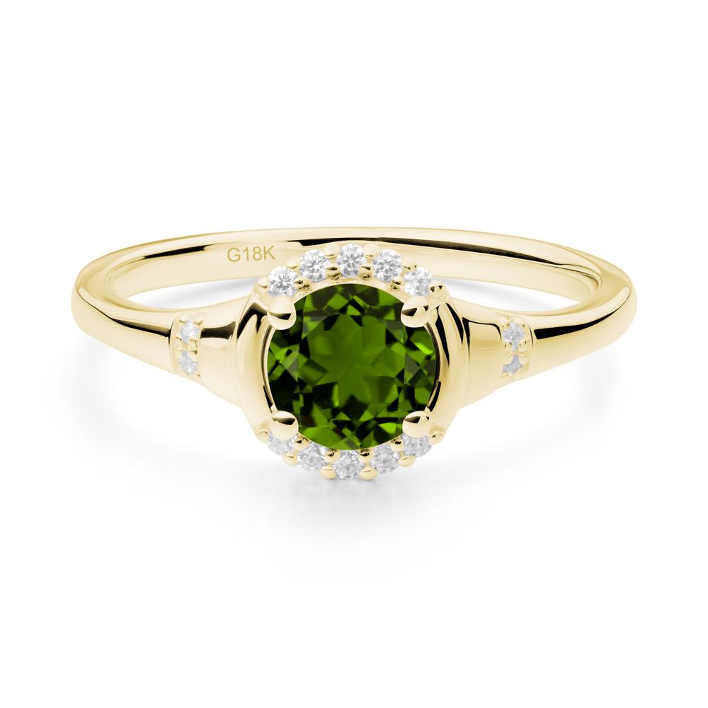 Round Diopside Halo Ring - LUO Jewelry #metal_18k yellow gold
