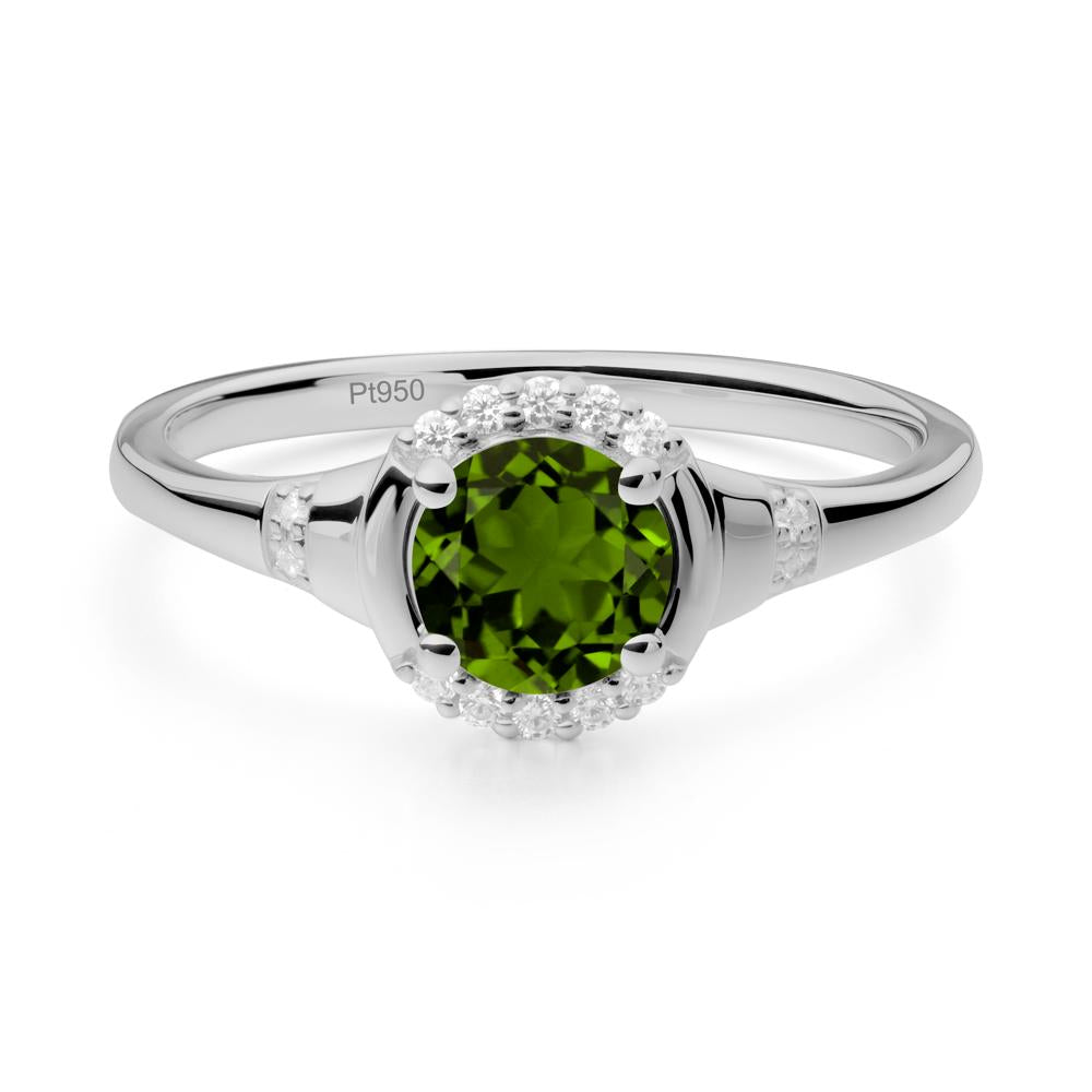 Round Diopside Halo Ring - LUO Jewelry #metal_platinum