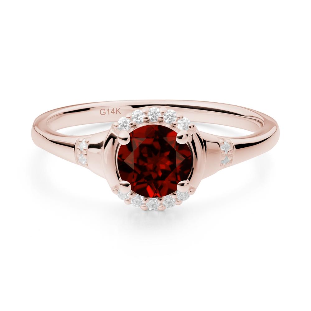 Round Garnet Halo Ring - LUO Jewelry #metal_14k rose gold