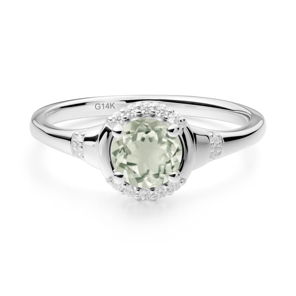 Green Amethyst Halo Statement Ring - LUO Jewelry #metal_14k white gold