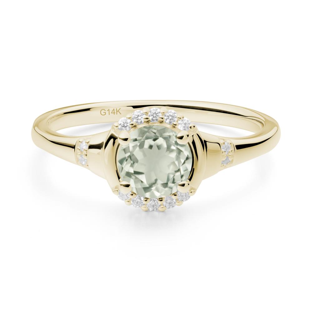 Green Amethyst Halo Statement Ring - LUO Jewelry #metal_14k yellow gold