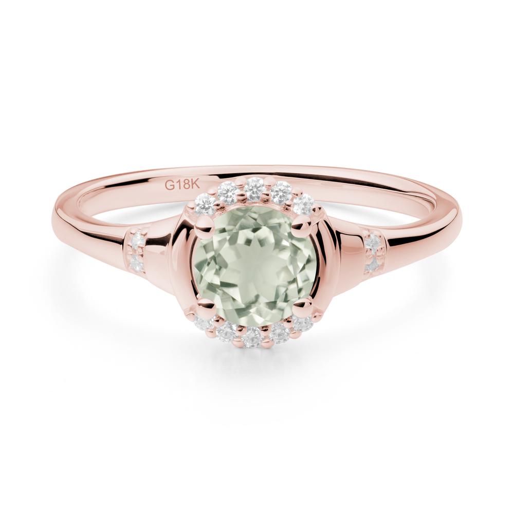 Green Amethyst Halo Statement Ring - LUO Jewelry #metal_18k rose gold