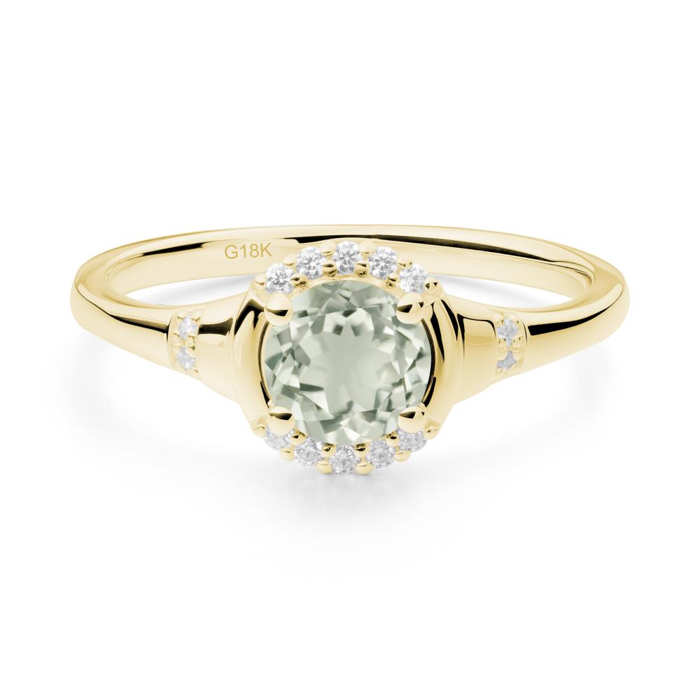 Green Amethyst Halo Statement Ring - LUO Jewelry #metal_18k yellow gold