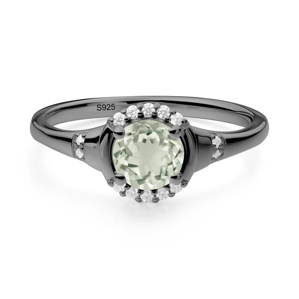 Green Amethyst Halo Statement Ring - LUO Jewelry #metal_black finish sterling silver