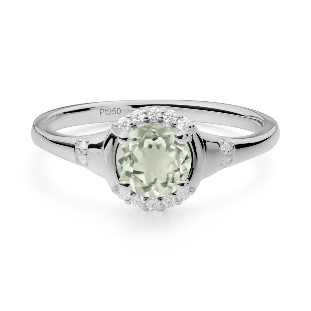 Green Amethyst Halo Statement Ring - LUO Jewelry #metal_platinum