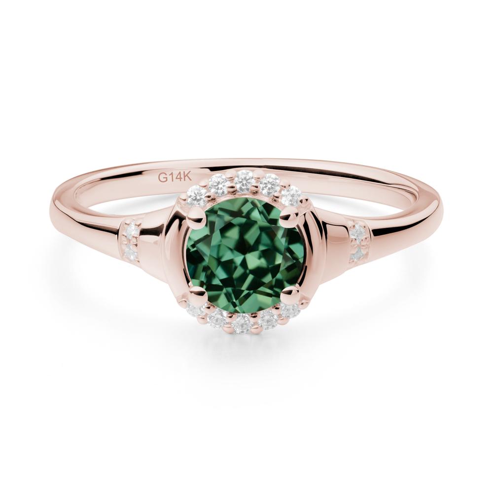 Green Sapphire Halo Statement Ring - LUO Jewelry #metal_14k rose gold