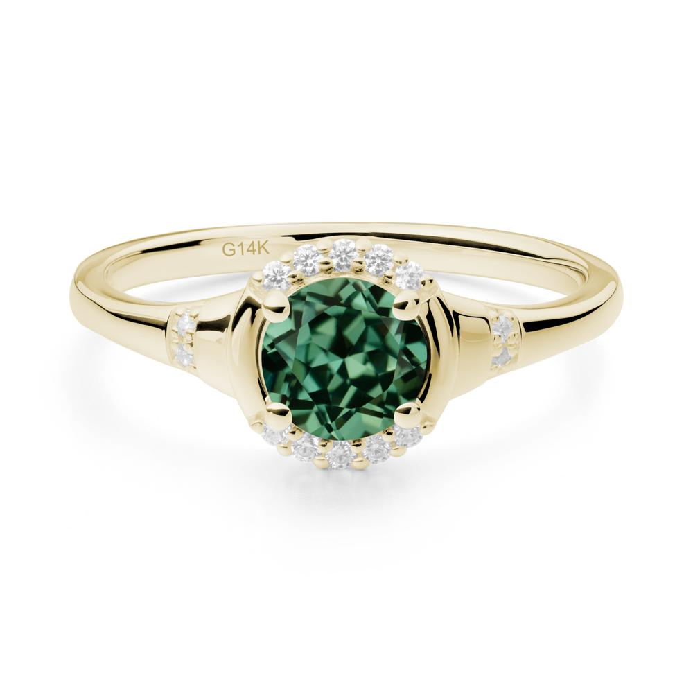 Green Sapphire Halo Statement Ring - LUO Jewelry #metal_14k yellow gold