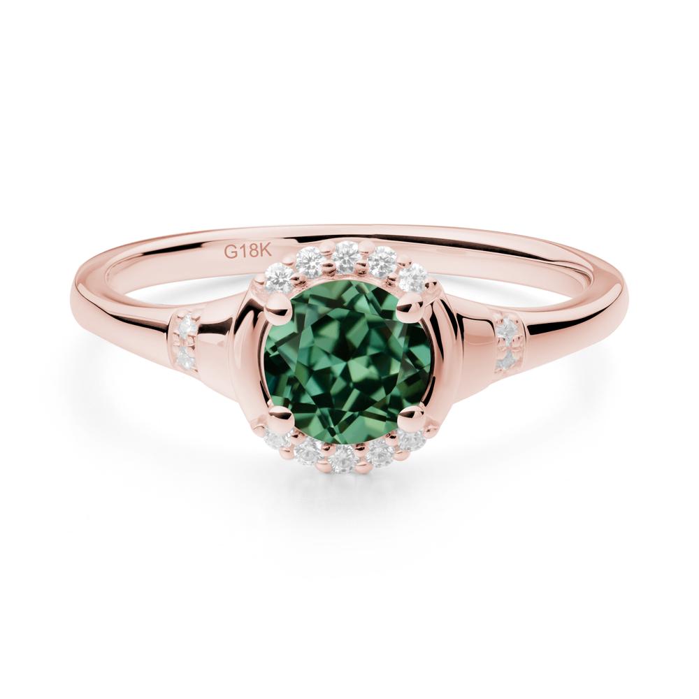 Green Sapphire Halo Statement Ring - LUO Jewelry #metal_18k rose gold