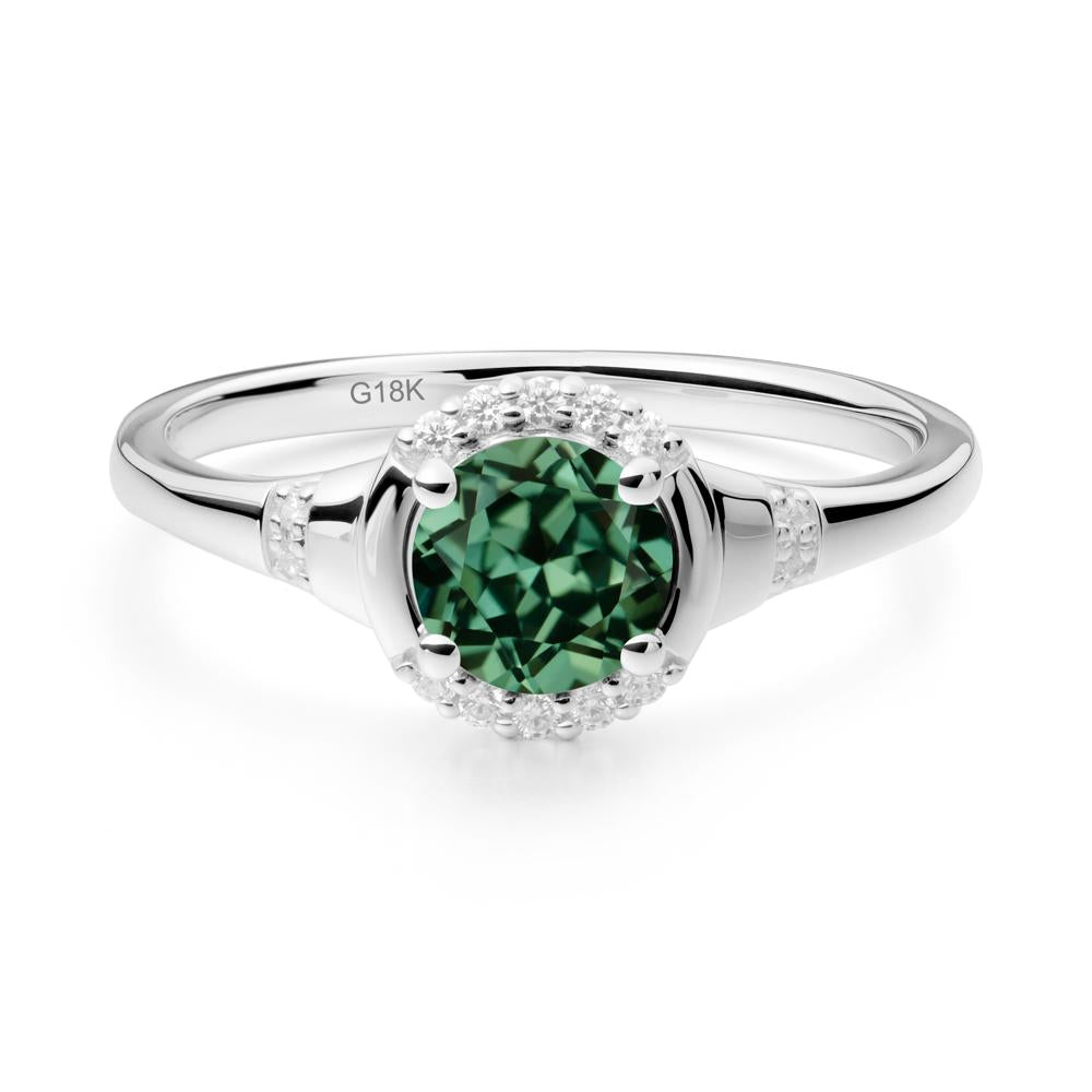 Green Sapphire Halo Statement Ring - LUO Jewelry #metal_18k white gold