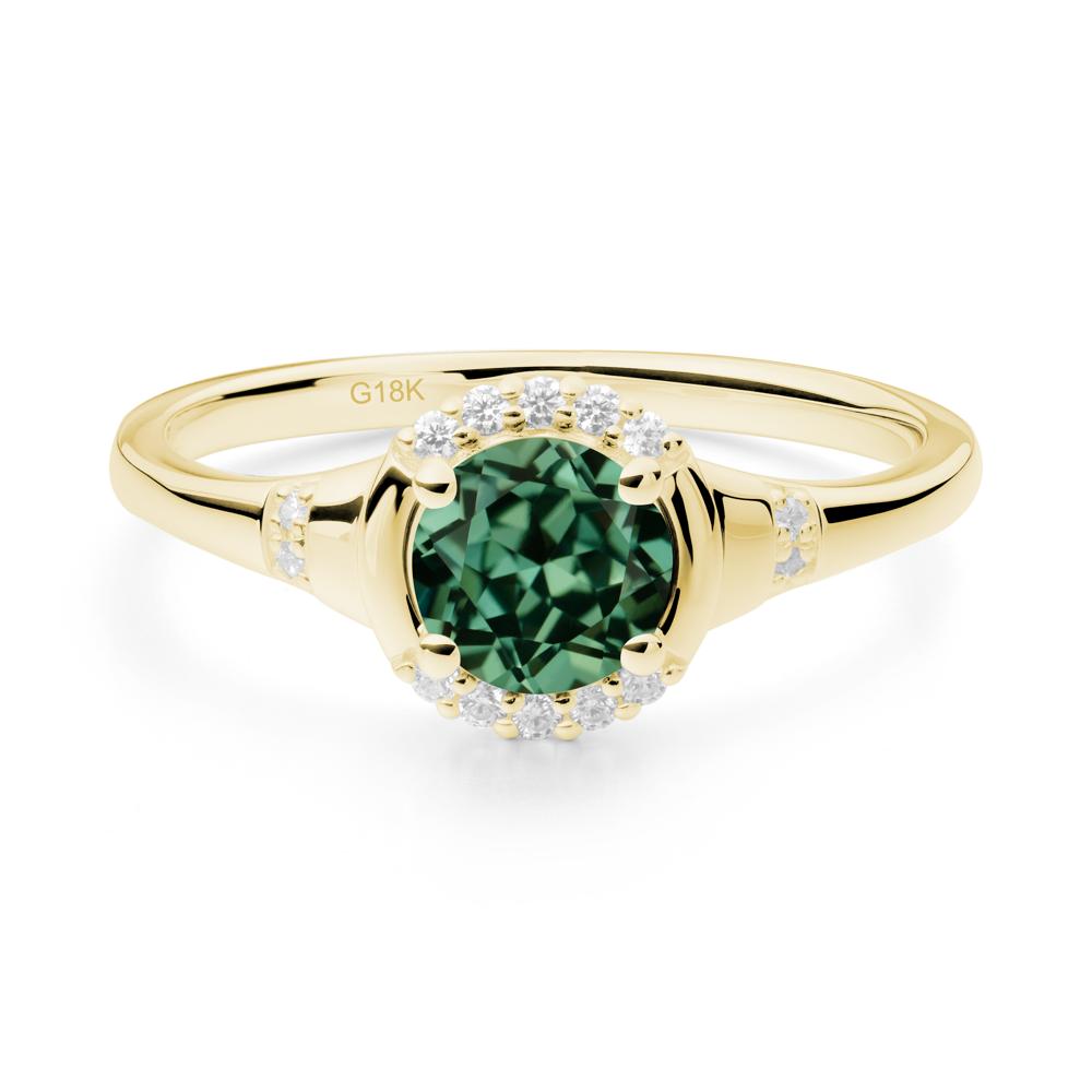 Green Sapphire Halo Statement Ring - LUO Jewelry #metal_18k yellow gold