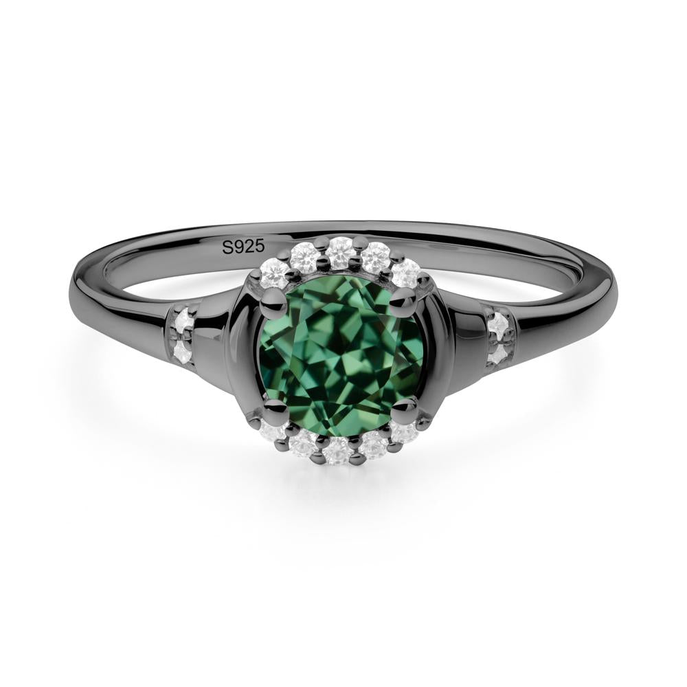 Green Sapphire Halo Statement Ring - LUO Jewelry #metal_black finish sterling silver