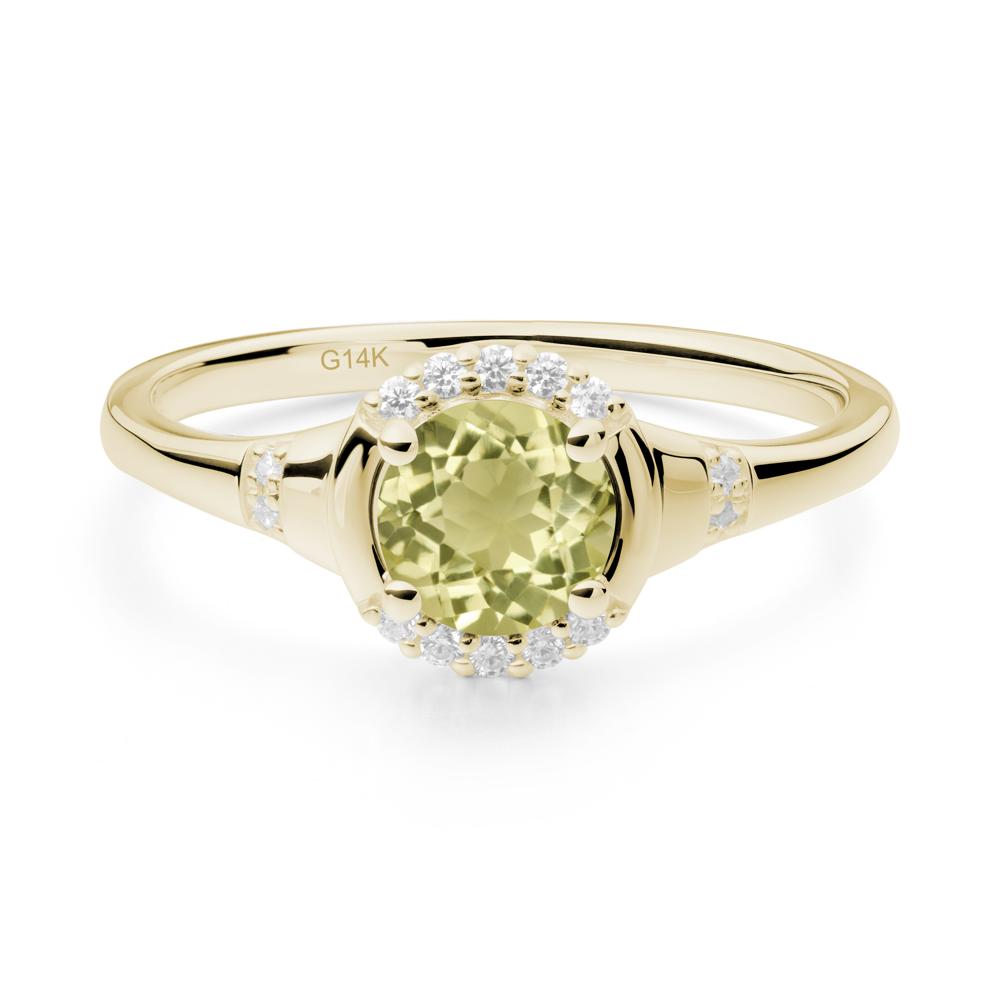 Lemon Quartz Halo Statement Ring - LUO Jewelry #metal_14k yellow gold